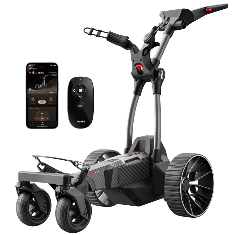 NAVEE Birdie 3 Remote Electric Golf Trolley – Compact One-Touch Folding Golf Cart, Dual Motors, 220Wh Battery for 36 Holes, 4+1 Wheel Stability System, App Control & Power-Assist Mode - Image 1