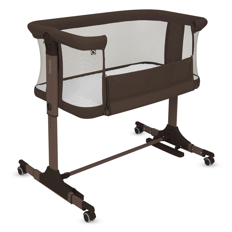 lionelo PARI Bedside Crib Co Sleeper Crib, Bedside Bassinet Baby Bassinet 3 in 1 With Drop-Side Access, Adjustable Bedside Crib, 6 Levels, Rocking, Incline Mattress, Mesh, Lockable Wheels, Travel Bag
