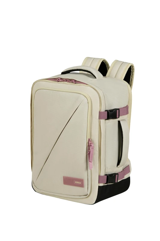 American Tourister Take2Cabin - Ryanair/Wizz Air Cabin Bag 30 x 20 x 40 cm, 26.5 L, 0.60 kg, Hand Luggage, Airplane Backpack S/M Underseat, Sand/Mauve (Coconut Sand/Galatic Mauve)