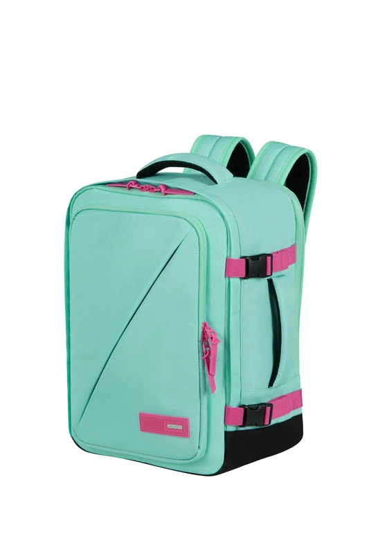 American Tourister Take2Cabin - Ryanair/Wizz Air Cabin Bag 30 x 20 x 40 cm, 26.5 L, 0.60 kg, Hand Luggage, Airplane Backpack S/M Underseat, Mint/Pink (Jelly Mint/Electric Fuchsia)