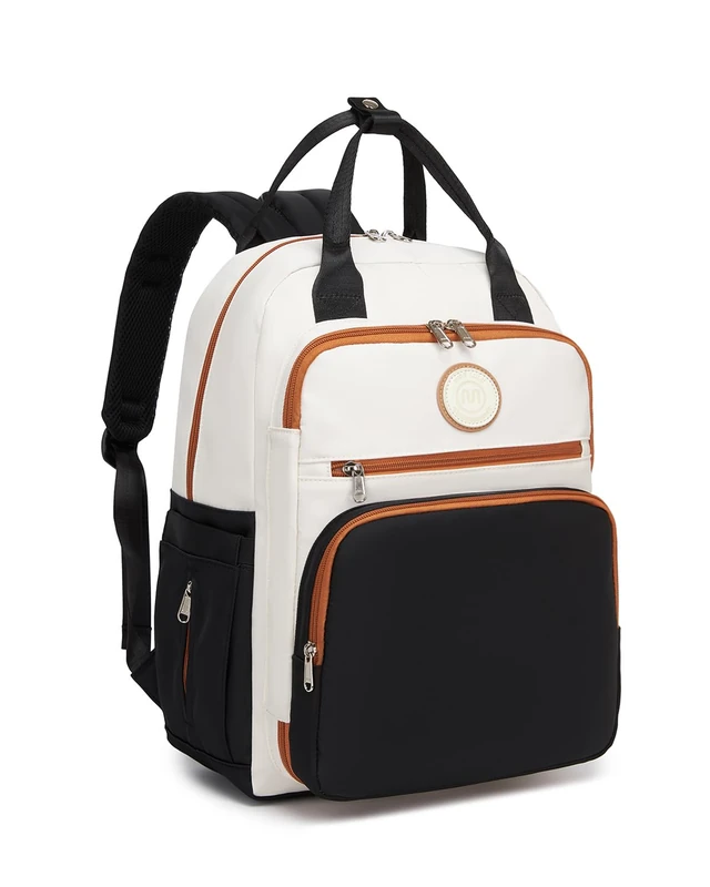 Miss Lulu Changing Bag Backpack Nappy Diaper Bag for Mum and Dad With Stroller Straps Multifunction Pockets Large for Travel Hospital Newborn (Black/Beige)