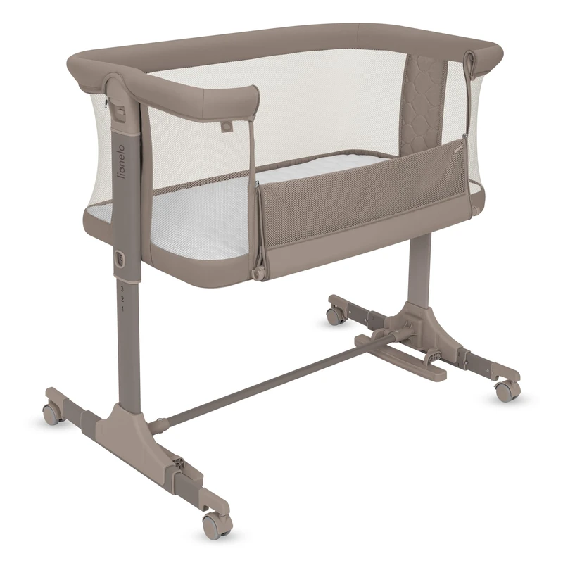 lionelo PARI Bedside Crib Co Sleeper Crib, Bedside Bassinet Baby Bassinet 3 in 1 With Drop-Side Access, Adjustable Bedside Crib, 6 Levels, Rocking, Incline Mattress, Mesh, Lockable Wheels, Travel Bag