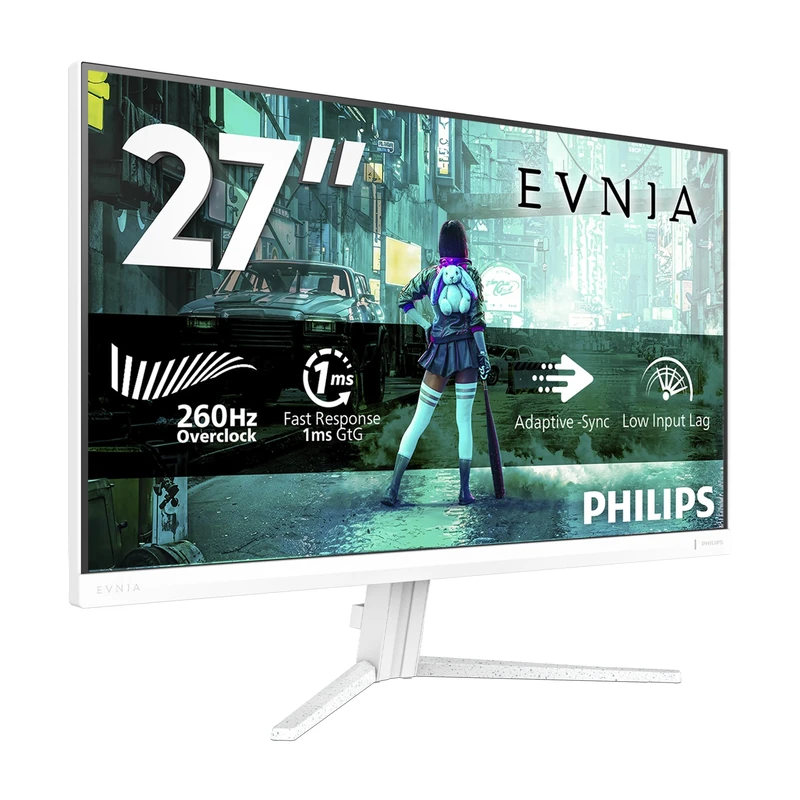 Philips Evnia Gaming Monitor 27M2N3201PL 27 inch FHD, 260Hz, Fast IPS Panel, 1ms GtG, Adaptive Sync, HDR10, G-Sync Compatible (1920x1080 HDMI 1x 2.0 DP 1x 1.4) White