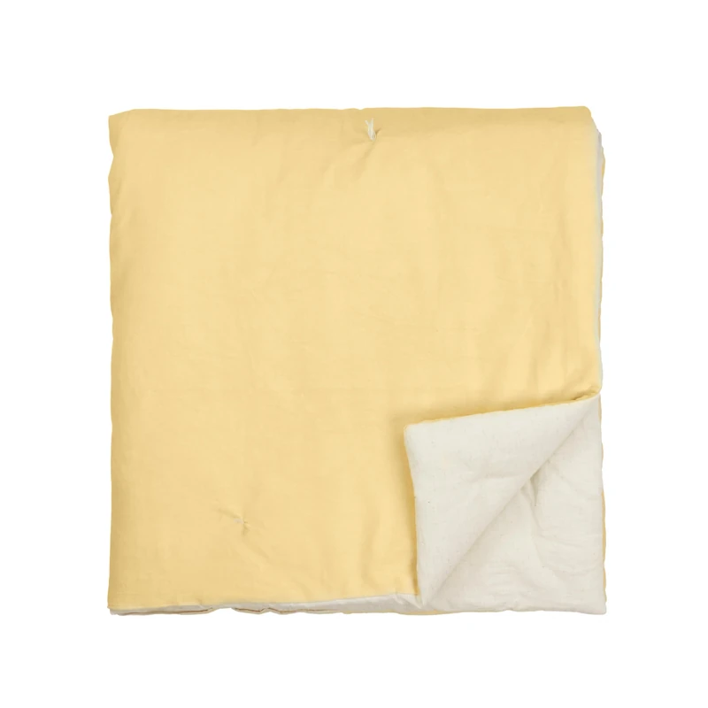 furn. Wylder Edie Bedspread – Soft Quilted Reversible Linen Look Cotton Velvet Bed Throw (Butter Yellow – 140x220cm) - Image 1