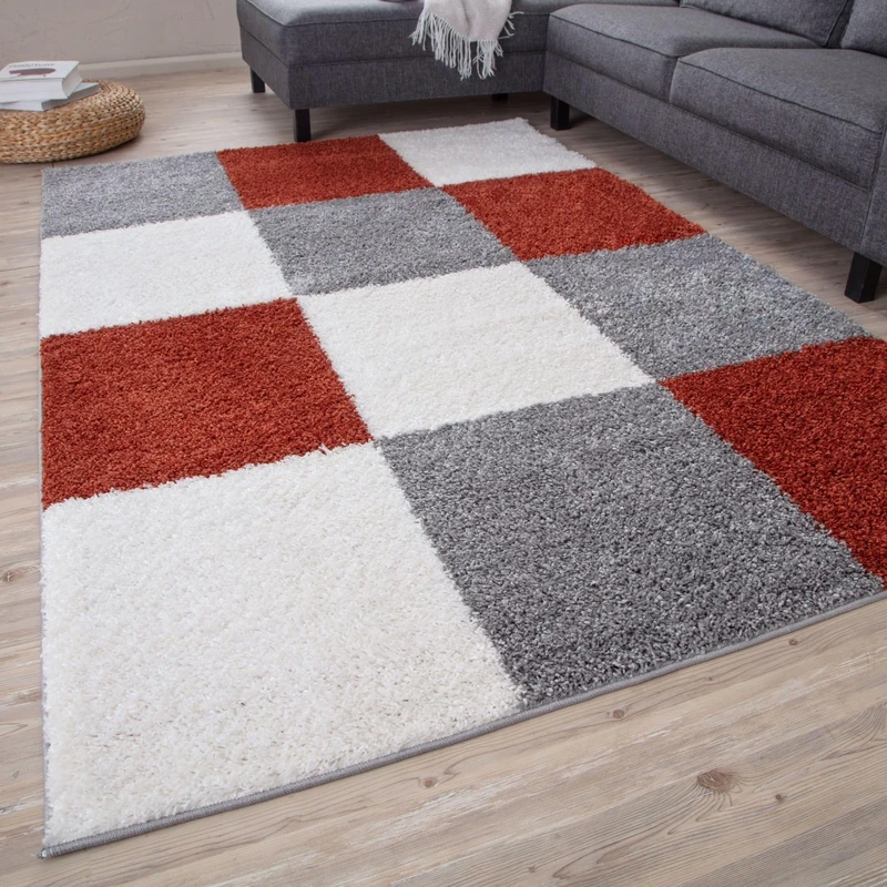 THE RUGS Area Rug – Modern Luxury Shaggy Rug, Multicolour Pattern Carpet, Ultra Soft for Bedroom, Living Room, Kids Room, (240x340 cm, Terra)