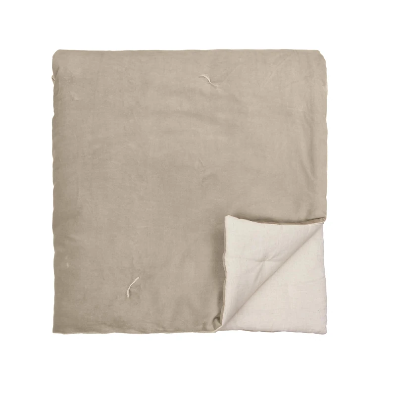 furn. Wylder Edie Bedspread – Soft Quilted Reversible Linen Look Cotton Velvet Bed Throw (Natural – 140x220cm)
