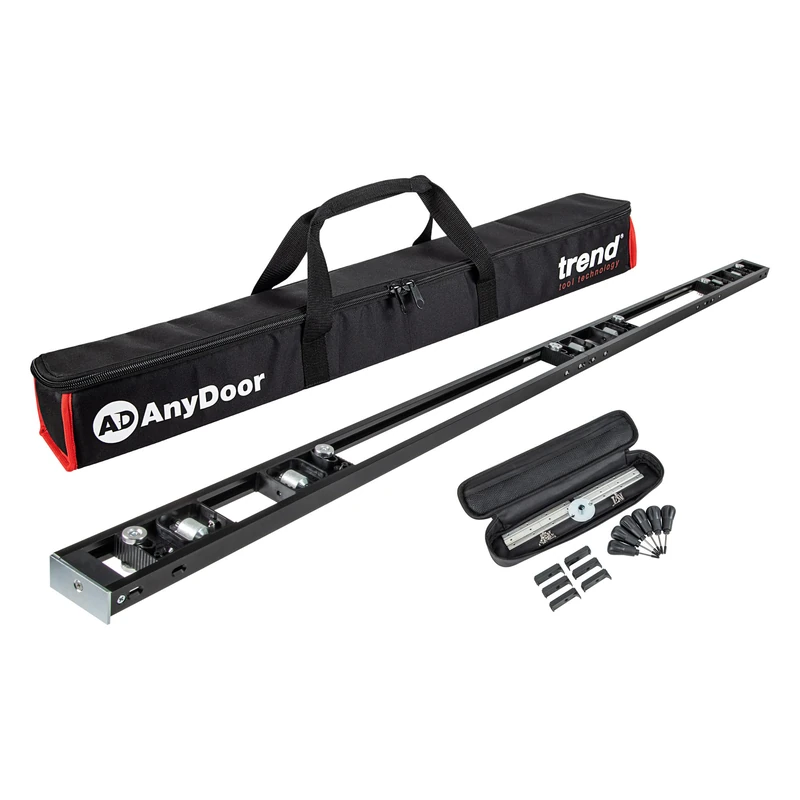 Trend AnyDoor 6’8” Modular Door Hinge Router Jig, Adjustable Hinge Routing Template for Timber Doors & Frames, Square & 10 mm Radius Hinges, Aluminium Rail System, H/JIG/D6