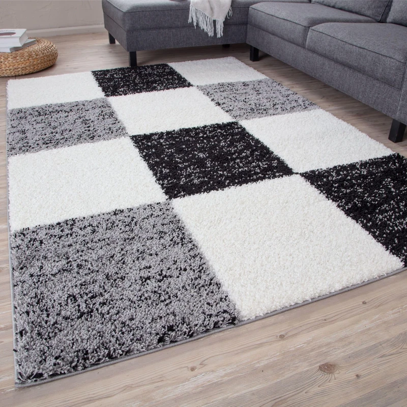 THE RUGS Area Rug – Modern Luxury Shaggy Rug, Multicolour Pattern Carpet, Ultra Soft for Bedroom, Living Room, Kids Room, (240x340 cm, Grey)