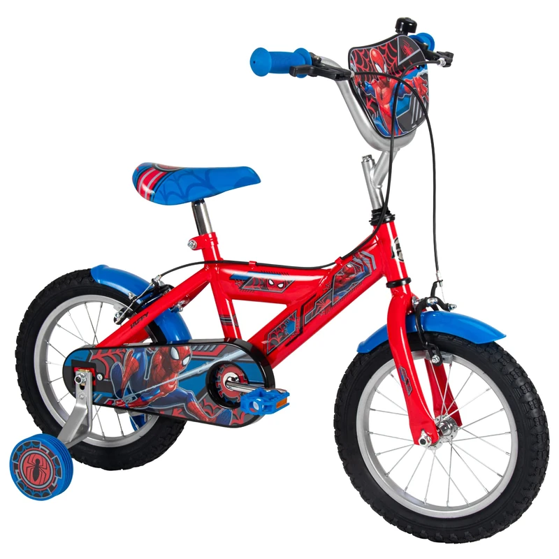 Huffy Marvel Spider-man 14" Kid’s Bike, aged 4-6 years, Dual Calliper Brakes, Removable Stabilisers, Adjustable Seat, Red