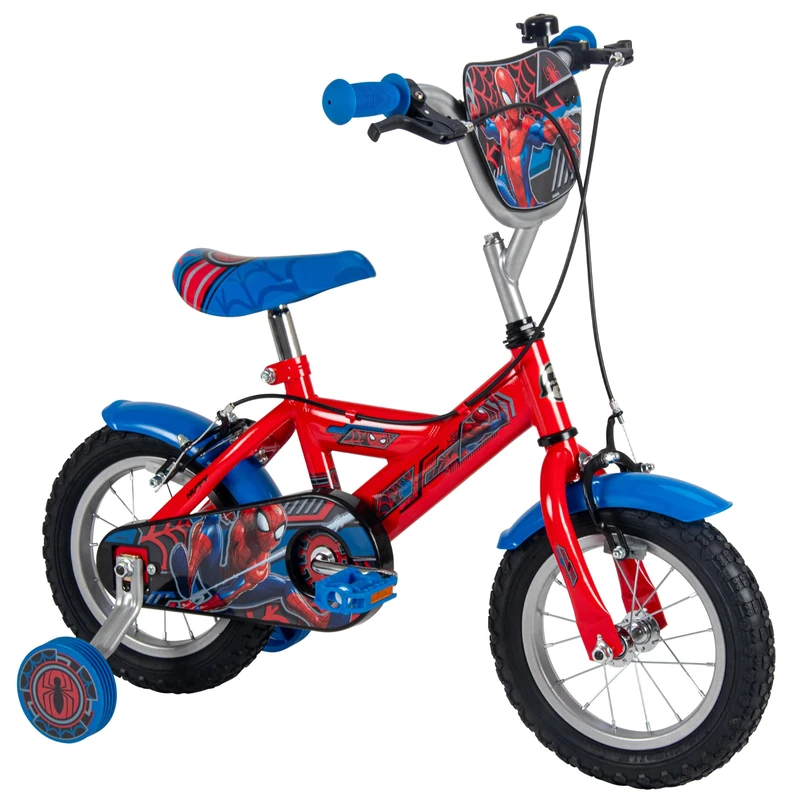 Huffy Marvel Spider-man 12" Kid’s Bike, aged 3-5 years, Dual Calliper Brakes, Removable Stabilisers, Adjustable Seat, Red