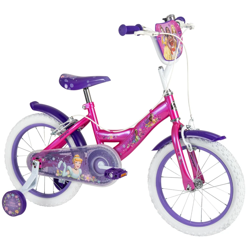 Huffy Disney Princess 16" Kid’s Bike, aged 5-9 years, Dual Calliper Brakes, Removable Stabilisers, Adjustable Seat, Pink