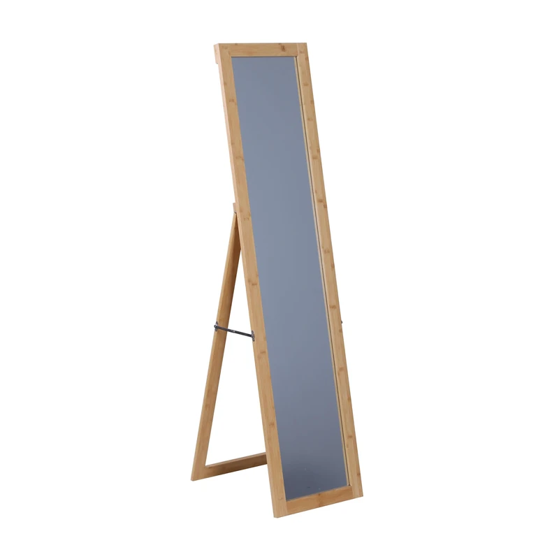 Relaxdays Mirror, 155 x 37 cm, 2-in-1 Standing Mirror & Wall Mirror, Bamboo Frame, Hallway, Living Room, Bedroom, Natural