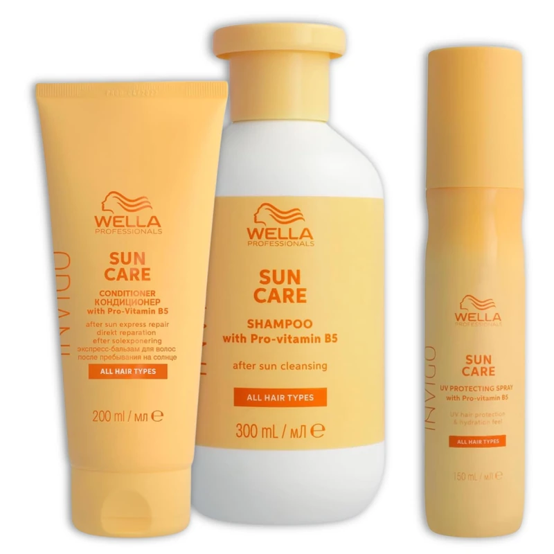 Wella Professionals Invigo Sun Care After Sun Shampoo 300ml & Conditioner 200ml & UV Hair Colour Protection Spray 150ml - Pro Vitamin B5, UV Protection, for All Hair Types - Image 1