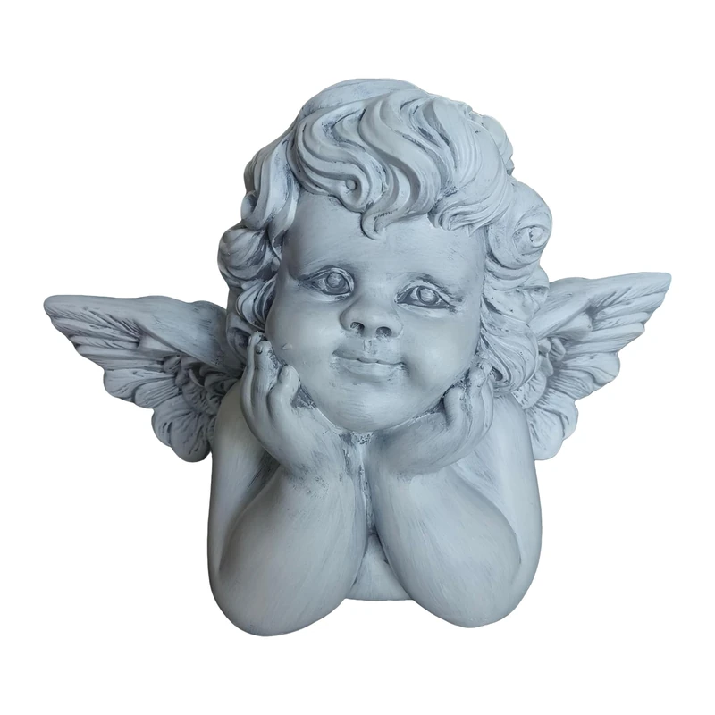 Relaxdays guardian angel, weather & frostproof, HxWxD:31x40x22 cm, grave ornament, polyresin, stone-grey