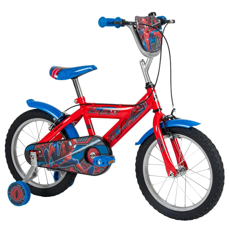 Huffy Marvel Spider-man 16" Kid’s Bike, aged 5-9 years, Dual Calliper Brakes, Removable Stabilisers, Adjustable Seat, Red