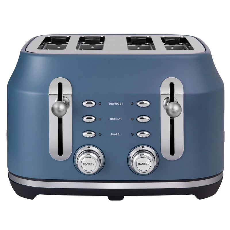 Rangemaster Classic Toaster in Matt Stone Blue with Extra-Wide Slots, 6 Browning Levels, Lift-and-Look Feature, Anti-jam Function, Removable Crumb Tray and 3 Auto-Settings, RMCL4S304SB