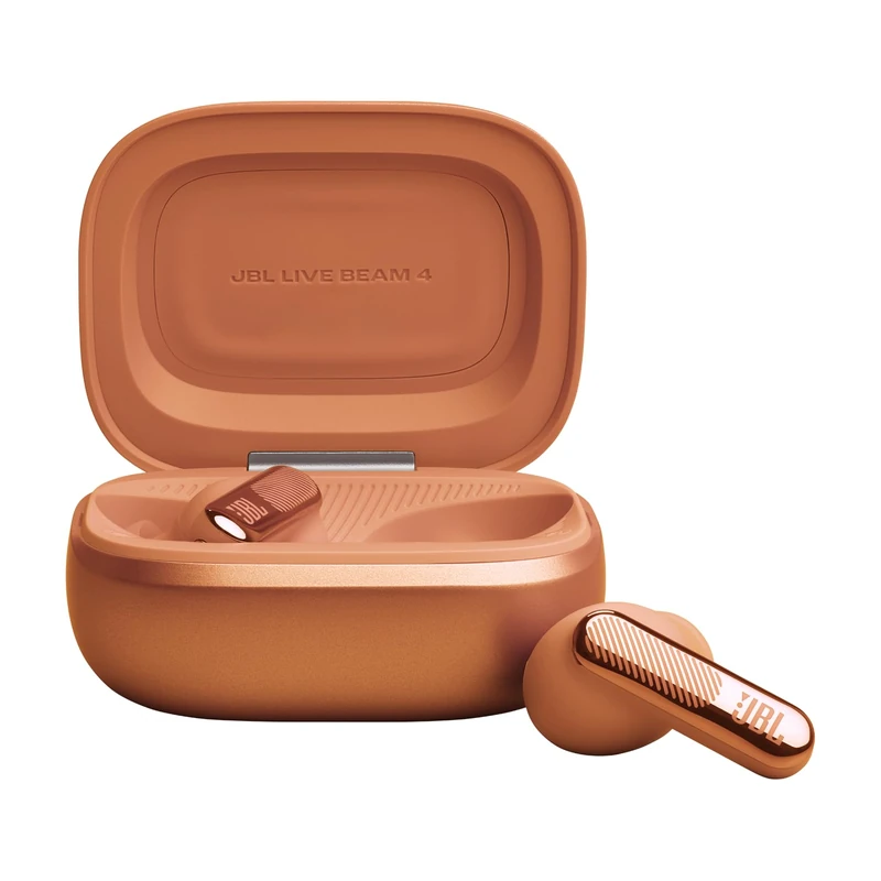 JBL Live Beam 4, True Wireless Earbud Headphones with Bluetooth, 48h Battery Life, Adaptive Noise Cancelling, JBL Signature Sound, IP55 Waterproof, Smart‑Charging Case, Orange