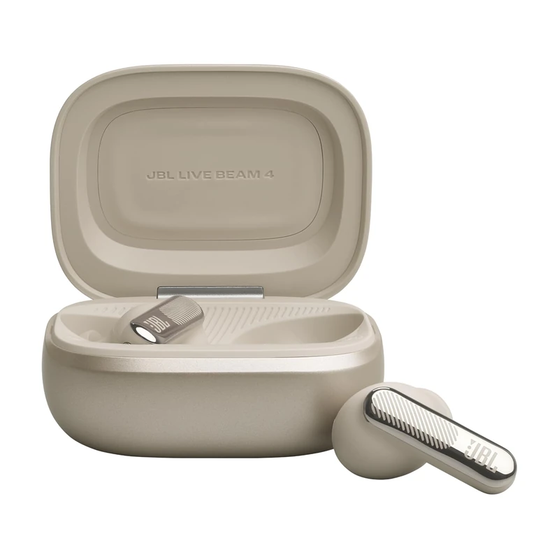 JBL Live Beam 4, True Wireless Earbud Headphones with Bluetooth, 48h Battery Life, Adaptive Noise Cancelling, JBL Signature Sound, IP55 Waterproof, Smart‑Charging Case, Champagne
