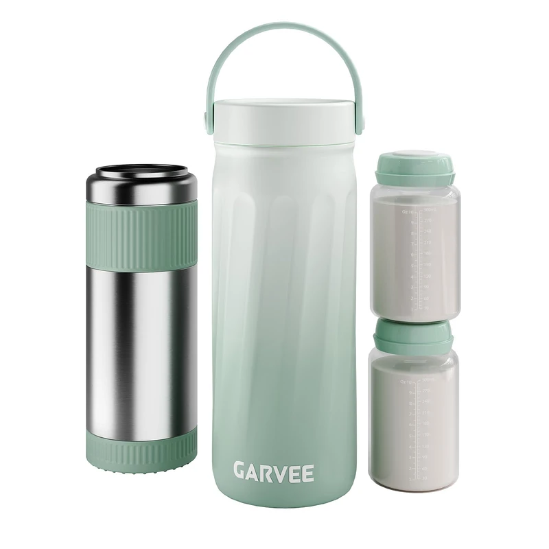 Portable Breastmilk Cooler - Full 360° Cooling for 24 Hours - Large Capacity - Contains 2 Bottles of Breast Milk - Green - Image 1