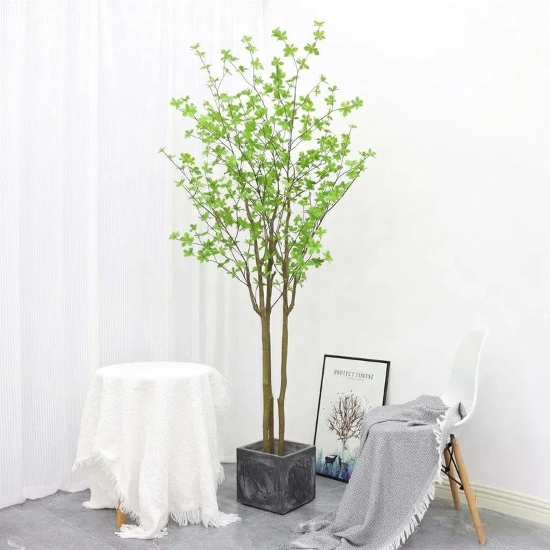 Artificial Enkianthus Tree in Black Pot, 150 cm Artificial Enkianthus Plant with Lifelike Leaves and Trunks, Realistic Artificial Tree for Home Office Decoration - Image 1