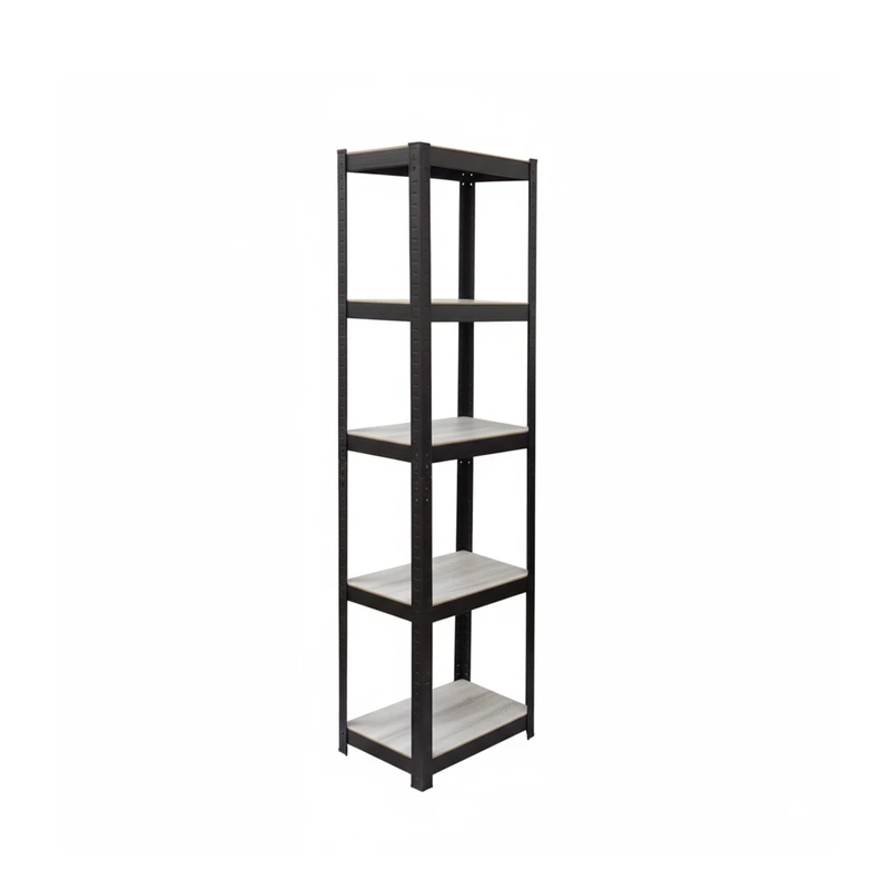 Relaxdays standing shelving unit, HxWxD: 180 x 40 x 40 cm, 5 open shelves, 300 kg, office & basement, grey/black