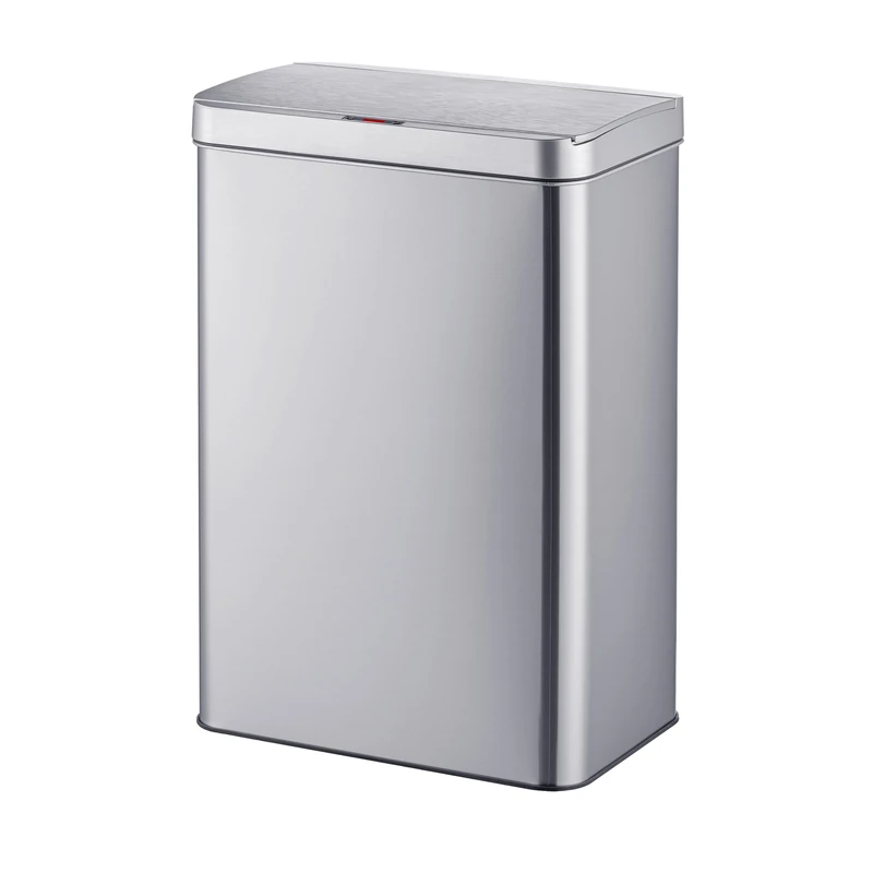Relaxdays Sensor Bin 60L with Automatic Lid, Stainless Steel, Bin Liner Holder, Kitchen, Silver, 63x42x27 cm