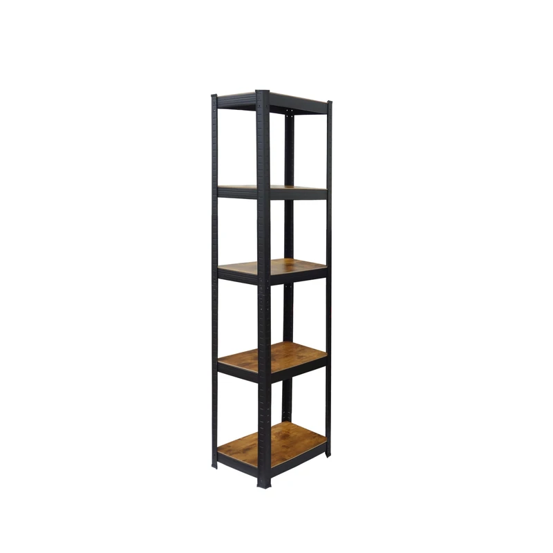 Relaxdays Standing Shelf, HBT: 180 x 40 x 40 cm, 5 Open Shelves, 300 kg, Industrial, Side Shelving Office, Basement, Brown/Black