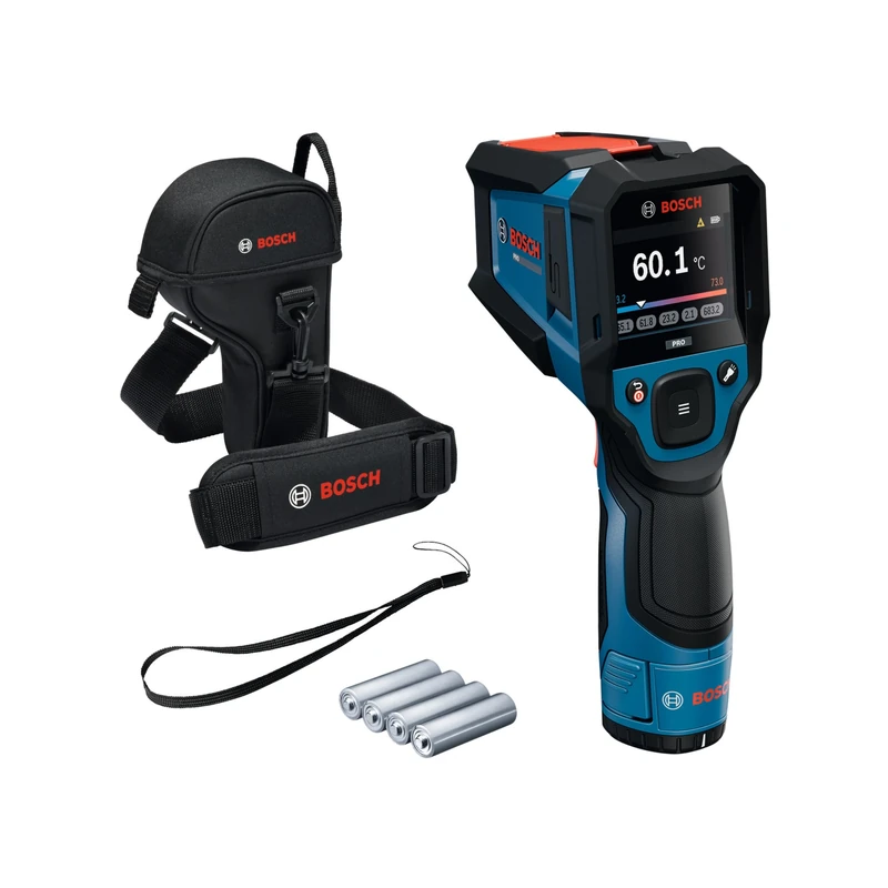 Bosch PRO Infrared Thermometer GIS12V‑800‑16 (with Large Display, Type‑K Interface, 20:1 Distance‑to‑spot Ratio, IP54 Protection, Dual Power, Included Battery Adapter and AA Batteries) - Image 1