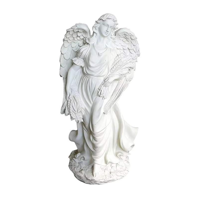 Relaxdays XXL grave angel ornament, polyresin, weather-, frost- & UV-resistant, HxWxD 46.5x23x14 cm, white