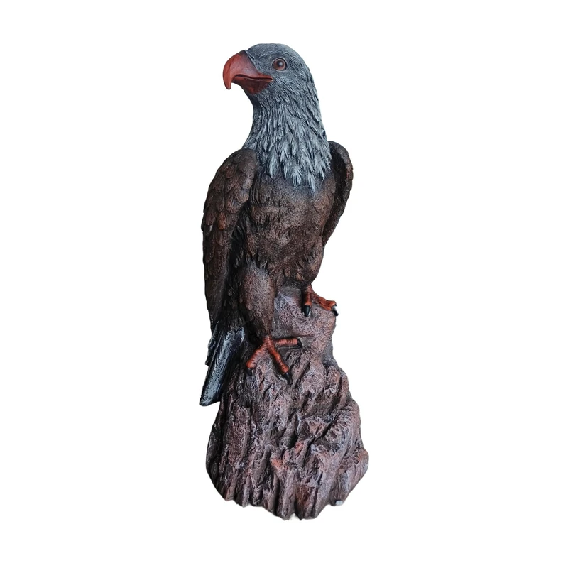 Relaxdays Eagle Figure, Seated, HxWxD: 66 x 30 x 36 cm, Polyresin, UV-resistant, Weatherproof, Brown/Grey
