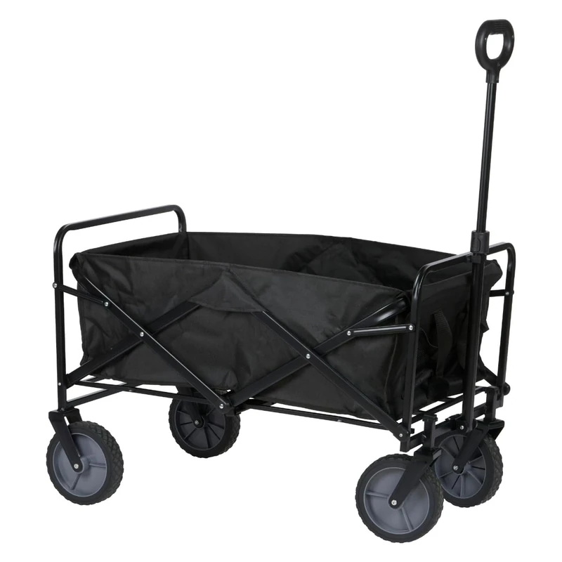 Camp Active Foldable Handcart Black - Handcart Foldable - Handcart for Camping and Beach - All-Terrain Wheels - 84 x 50 x 130 cm - Max 70 kg