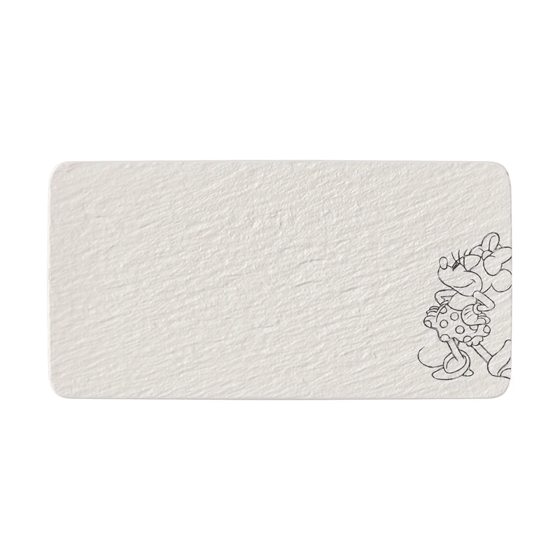 Villeroy & Boch Manufacture Rock Blanc – Mickey Mouse – Serving Platter, White, Dishwasher-Safe & Microwave-Safe, Distinctive Slate Look with Disney Mickey Mouse Chalk Decoration, Premium Porcelain
