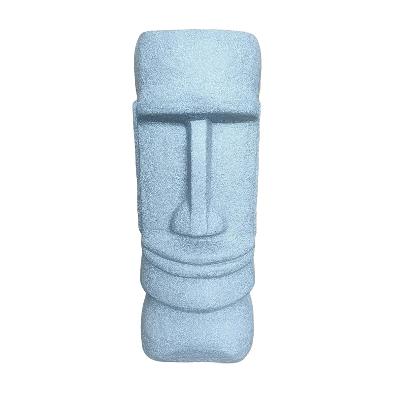 Relaxdays Moai figure, XXL, garden ornament, Rapa Nui head, HxWxD: 47x20x18 cm, Easter Island statue, resin, grey