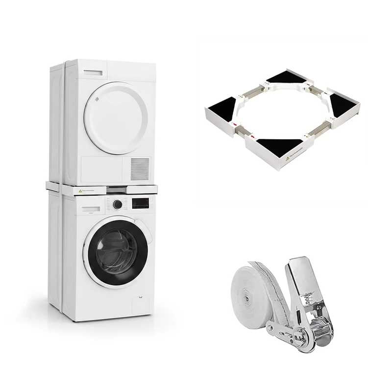 Relaxdays Adjustable Tumble Dryer Stand on Washing Machine with Shelf White, 8.5 x 72 x 72 cm