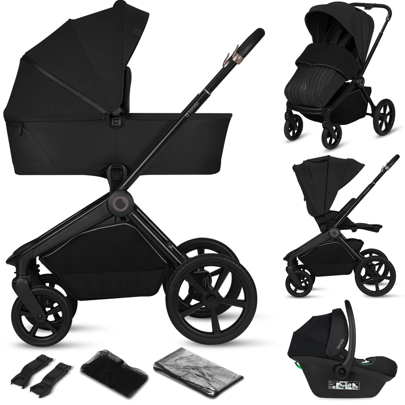 Lionelo Freya 3 in 1 Baby Stroller Pram Travel System (0-4 Years, up to 22 Kg) Set: Foldable Carrycot + Pushchair + Car Seat I-Size 40-87 cm Suspension, PU Wheels, Reclining, UPF50+ Canopy Accessories