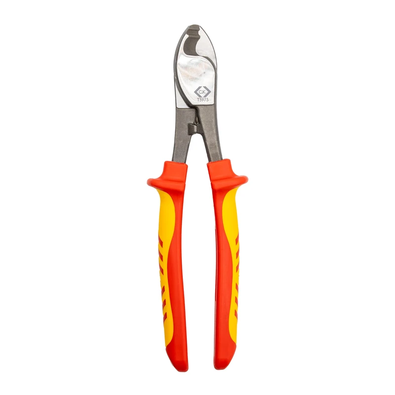 C.K Tools VDE Cable Cutter 210mm, Insulated Electricians Cable Shears for Copper and Aluminium Wire, 1000V Rated EN 60900, Shearing Cut, 11mm Capacity, Ergonomic Handles, Lanyard Ready, CK T3973A 210
