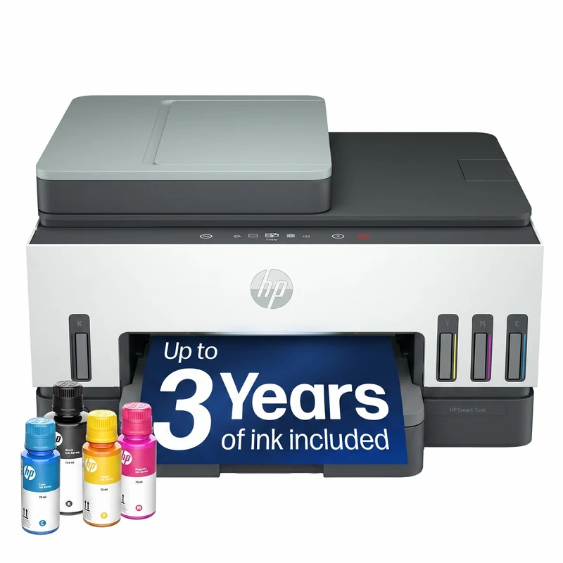 HP Smart Tank 7607 All-in-One Printer | Perfect for Home | Colour | Wireless, Ethernet | Print, Scan, Copy, Fax | Refillable, Includes up to 3 Years of Ink | Auto Document Feeder
