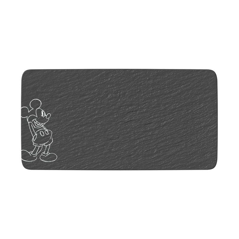 Villeroy & Boch Manufacture Rock – Mickey Mouse – Serving Platter, Black, Dishwasher-Safe & Microwave-Safe, Distinctive Slate Look with Disney Mickey Mouse Chalk Decoration, Premium Porcelain