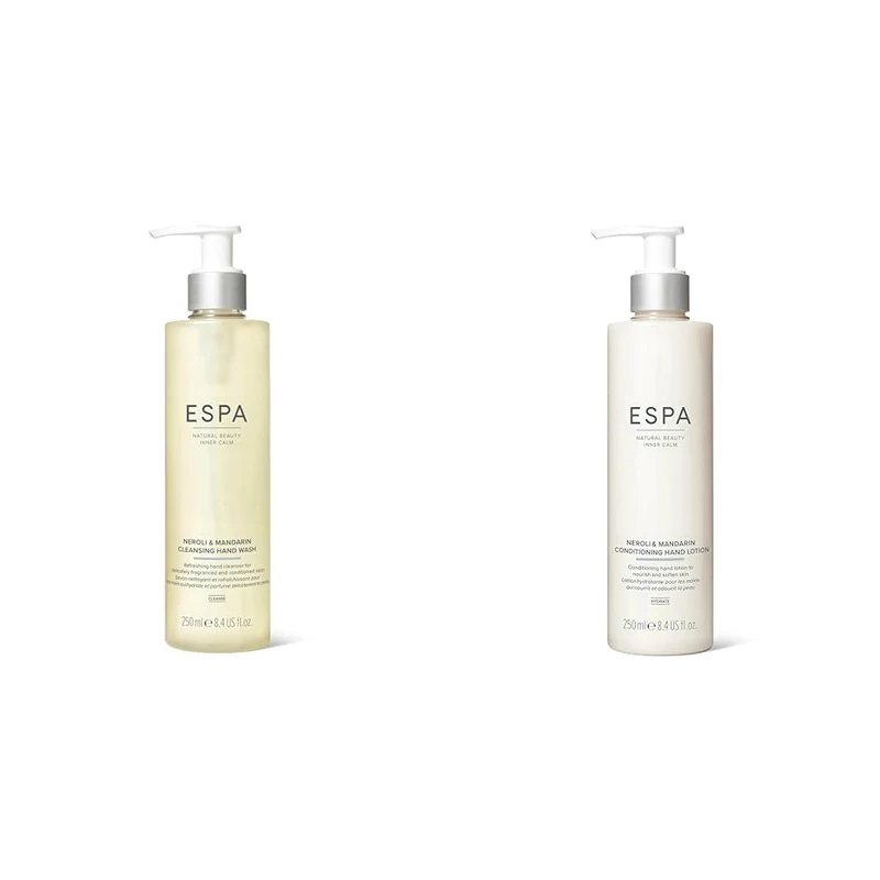 ESPA Neroli & Mandarin Hand Care Duo | Cleansing Hand Wash 250ml & Conditioning Hand Lotion 250ml | Natural Essential Oils, Coconut Cleanser & Shea Butter for Soft, Hydrated, Nourished Hands