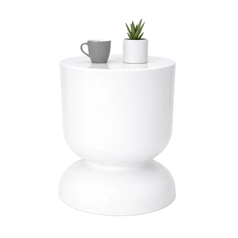 Relaxdays Side Table & Stool, Hourglass Design, Living Room Decor, Iron, White, 46 x 36 cm