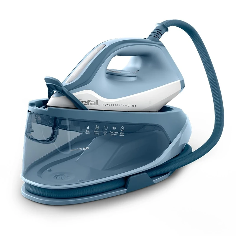 Tefal Power Pro Compact 200 Steam Station, 2400W, Up to 360g/min Steam Boost, Lightweight & Compact, SV6210G0