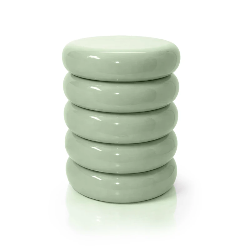 Relaxdays Bubble Side Table & Stool, Metal, Living Room Decor, HxD: 45 x 31 cm, Sage - Image 1
