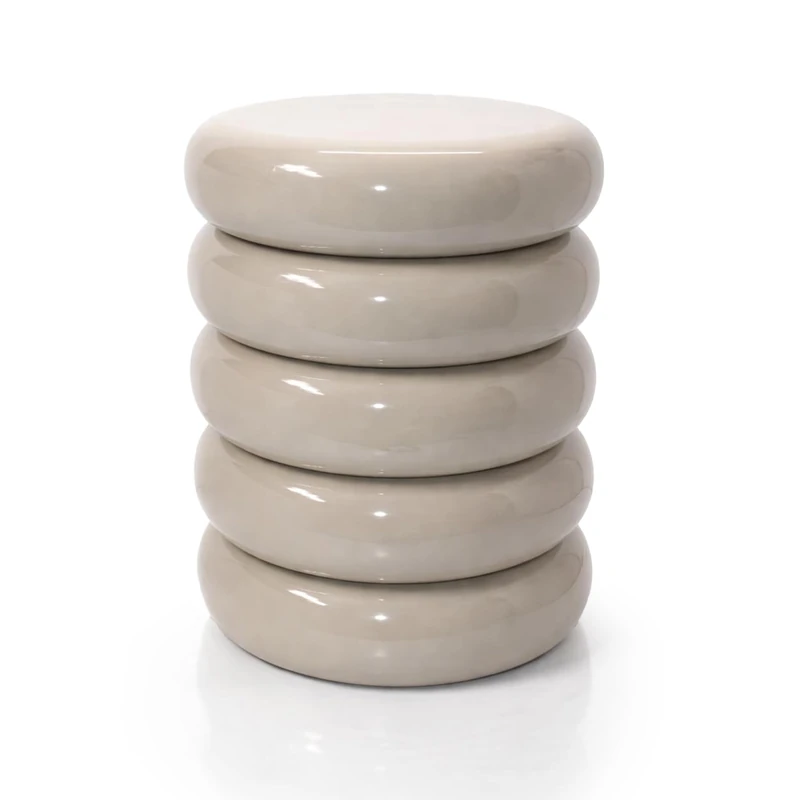 Relaxdays Side Table & Stool with Bubble Design, Metal, Living Room Decor, 45 x 31 x 31 cm, Beige
