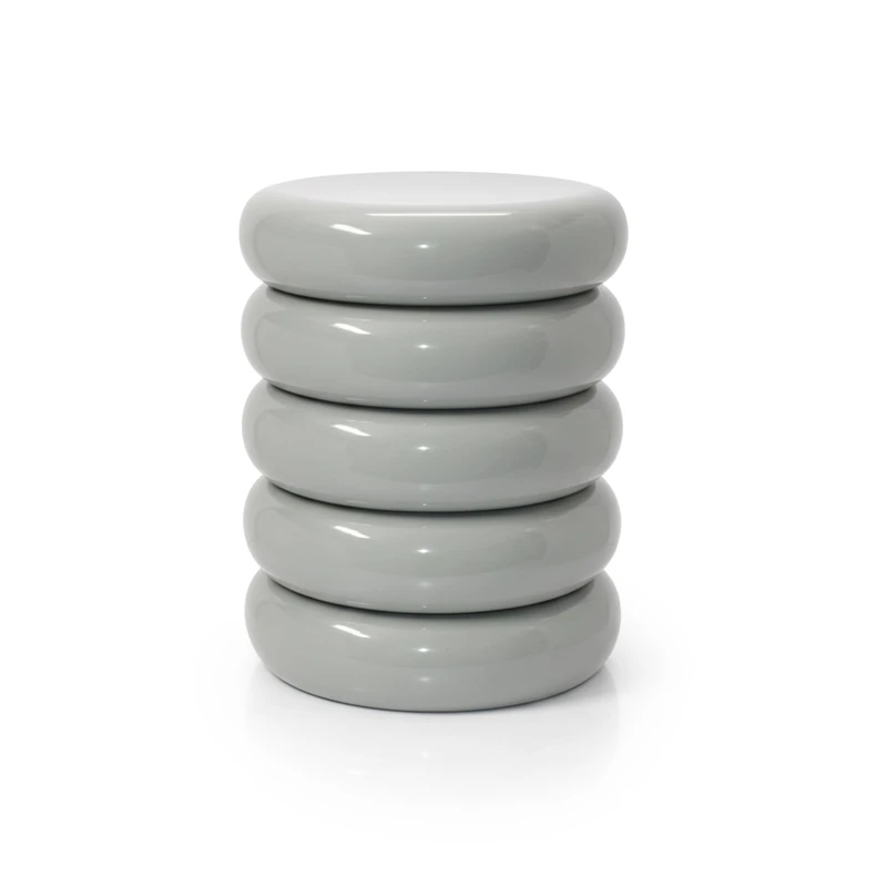 Relaxdays Bubble Design Side Table & Stool, Living Room Decor, Metal, Light Grey, 45 x 31 x 31 cm