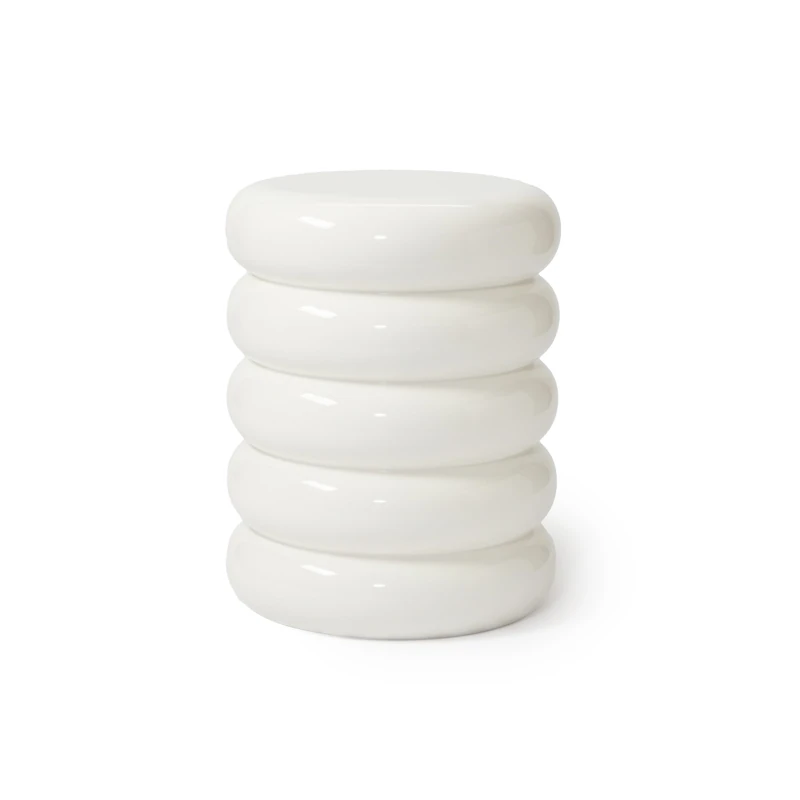 Relaxdays Bubble Side Table & Stool, Metal, White, 45x31x31 cm, Living Room Decor