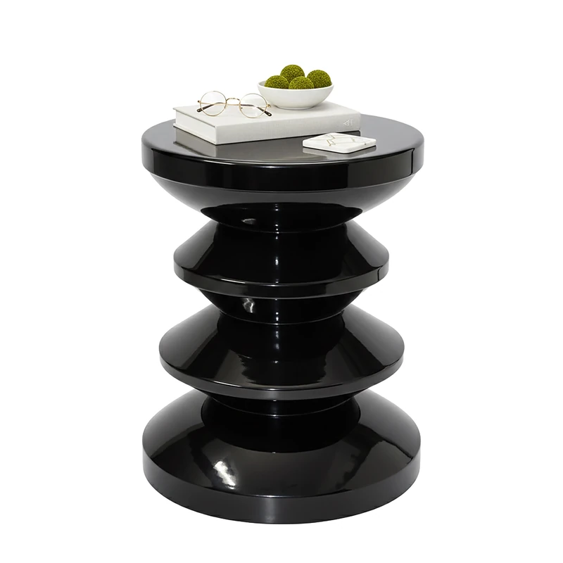 Relaxdays Zigzag Side Table & Stool, Metal, Living Room Decor, 46x35x35 cm, Black