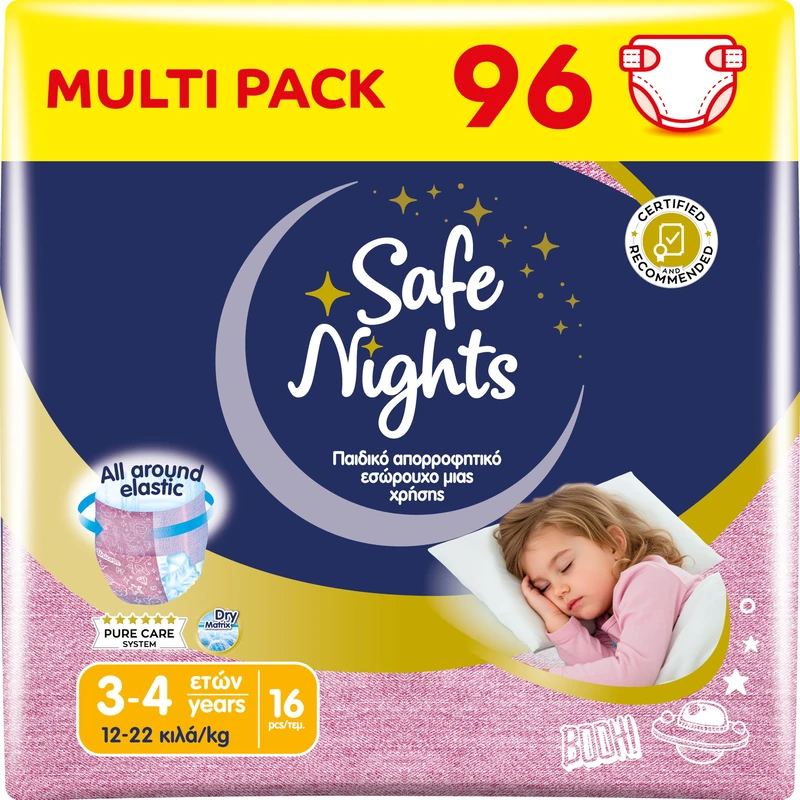 Babylino Safe Nights Girl 3-4 Years (12-22 kg) 96 Units