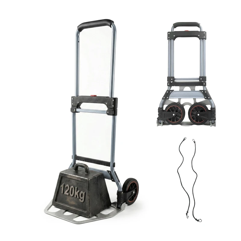 Relaxdays Folding Sack Truck with Telescopic Handle, Steel, Silver/Grey, 111x52x48 cm, Max 120 kg