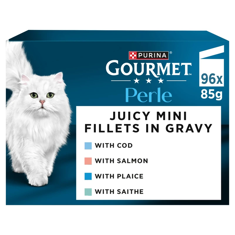 Gourmet Perle (Ocean Flakes Cod, Salmon, Plaice, Saithe) Wet Cat Food 96x85g