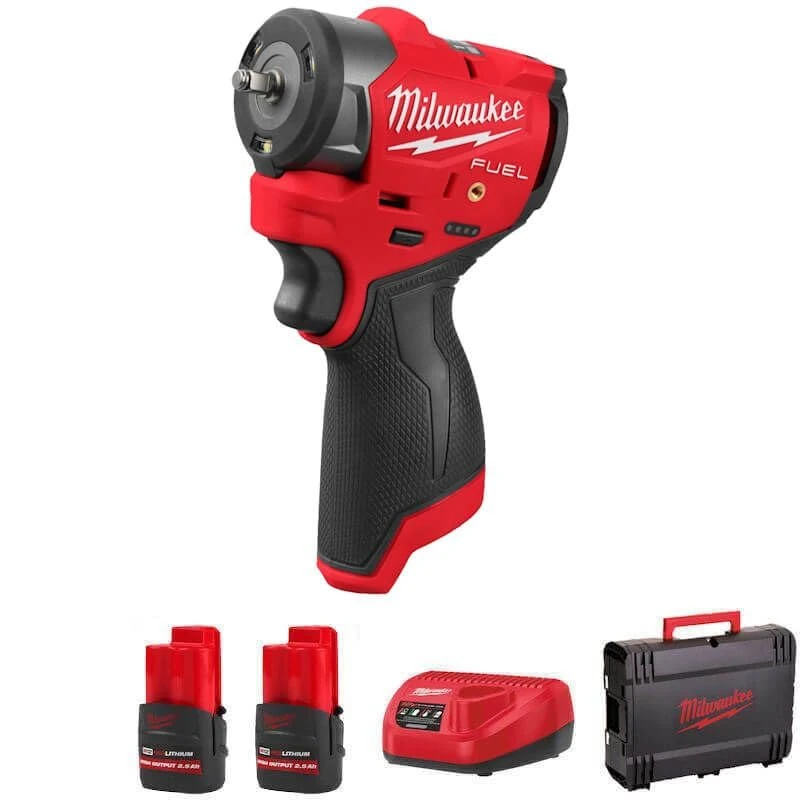Milwaukee M12 Fuel FSCIWF14-252X 1/4" Brushless Sub-Compact Impact Wrench Inc 2X 2.5Ah HIGH Output Batts